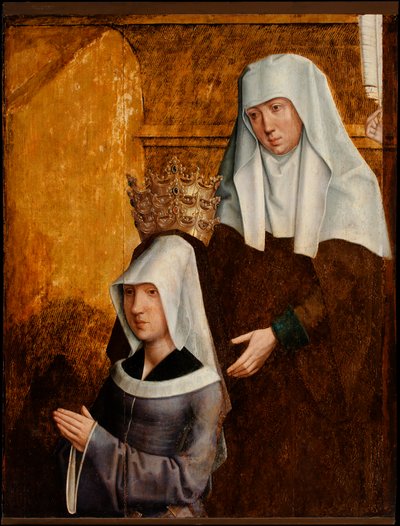 Guillemette de Vergy och hennes skyddshelgon, möjligen Elisabet av Ungern av Burgundian