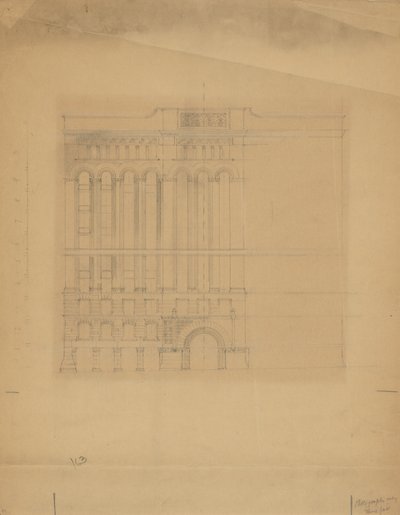 Mills Building, San Francisco, Kalifornien, Design Sketch av Burnham and Root