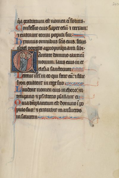 Initial C: Tre präster som sjunger ur en bok av Bute Master