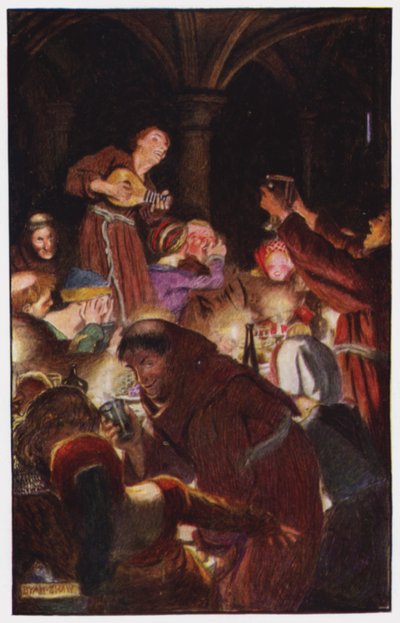 Illustration till klostret och härden av Charles Reade (litho i färg) av Byam (after) Shaw