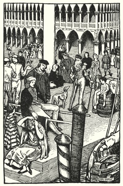 Illustration för klostret och härden av Charles Reade (litho) av Byam (after) Shaw