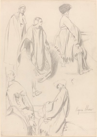 Studier av män och kvinnor i medeltida klädsel av Byam Shaw