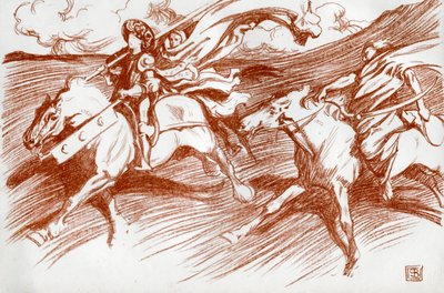 Riddaren och hans följeslagare, 1898. av Byam Shaw