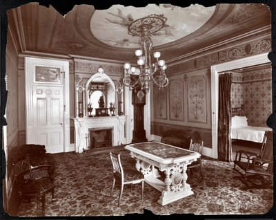Privat vardagsrum på Hoffman House Hotel, 1907 (silvergelatintryck) av Byron Company