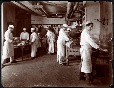 Kötthuset på Hotel Delmonico, 1902 (silvergelatintryck) av Byron Company