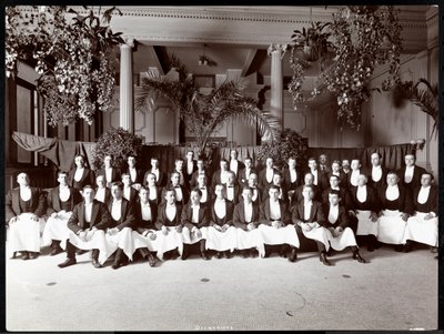 Servitörer på Hotel Delmonico, 1902 (silvergelatintryck) av Byron Company