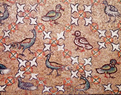 Fåglar (detalj av mosaik, 500-talet) av Byzantine
