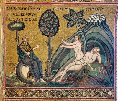 Skapandet av Eva, bysantinsk mosaik, XII-XIII århundraden, på motfasaden (mosaik) av Byzantine