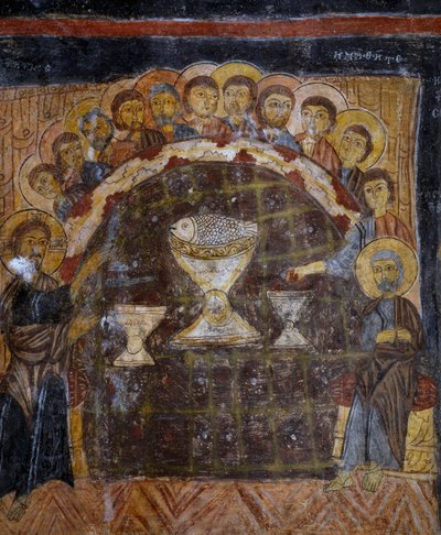 Nattvarden, bysantinsk fresk (1200-talet), Gulsehir Karsi Kilise (S:t Johannes kyrka), Goreme (Unescos världsarvslista av Byzantine