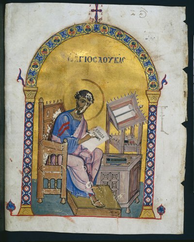 Blad från en Lectionary med St. Luke, 1057-1063 av Byzantine