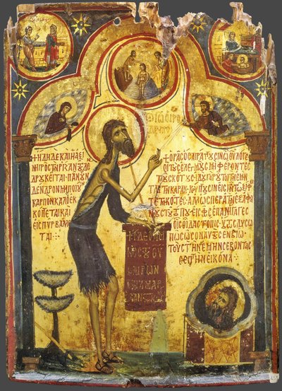Sankt Johannes föregångaren med scener ur hans liv, 1200-talet av Byzantine