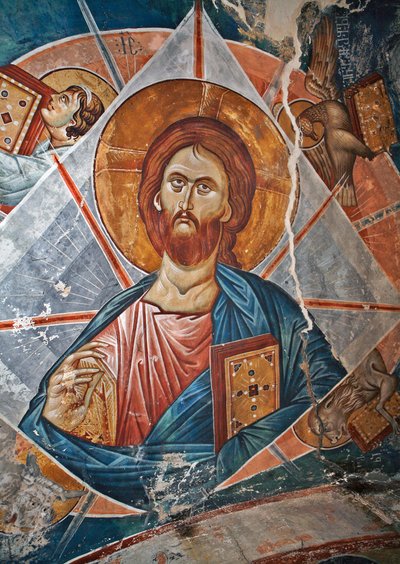 Salvator Mundi (Världens Frälsare) - Peinture de Damiane (aktivt 1300-tal) - 1300-talet - Fresk - Saint George