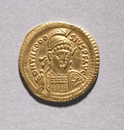 Solidus av Theodosius II och Valentinianus III av Byzantine