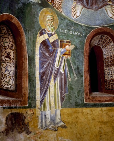 St Nicola, detalj (fresk) av Byzantine
