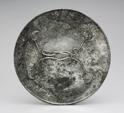 Spegel med handtag i form av en Herakles-knut, c.280-400 (silver) av Byzantine Byzantine