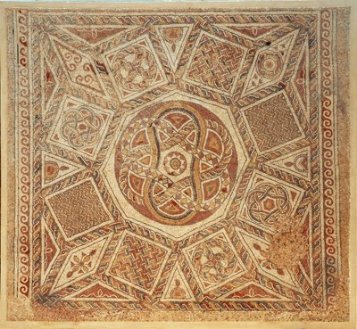 Mosaikgolv från det bysantinska klostret i fästningen i Deir Qala, 600-talet e.Kr. (mosaik) av Byzantine Byzantine