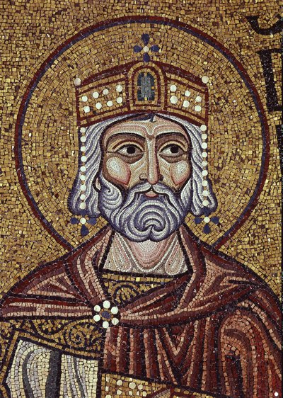 Kung David Detalj av interiörmosaiker i St. Marks-basilikan, 1100-talet av Byzantine Byzantine