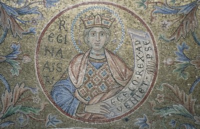 Drottningen av Saba Detalj av interiörmosaiker i St. Marks-basilikan, 1200-talet av Byzantine Byzantine