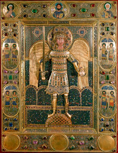 Bysantinsk konst: Bindning av Missal Decoree av representationen av ärkeängeln Saint Michael - Golden Leaves and Emaux av Byzantine School