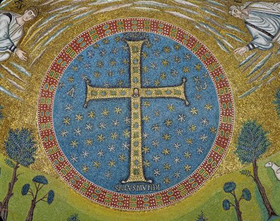 Crux gemmata (mosaik) av Byzantine School
