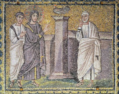 Jesus förutsäger Peters förnekelse, scener ur Kristi liv (mosaik) av Byzantine School