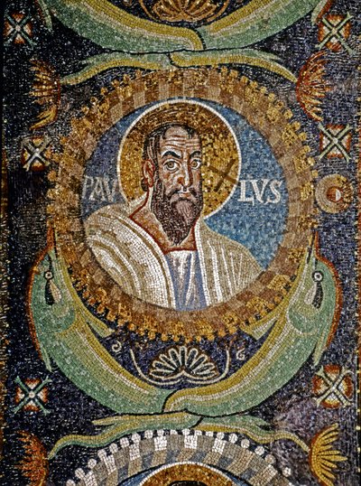 PAULUS: Bysantinsk mosaik, 600-talet (mosaik) av Byzantine School