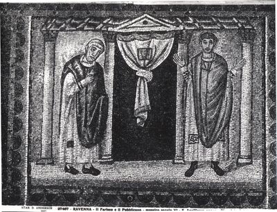 Liknelse om fariséen och skatteindrivaren (mosaik) av Byzantine School