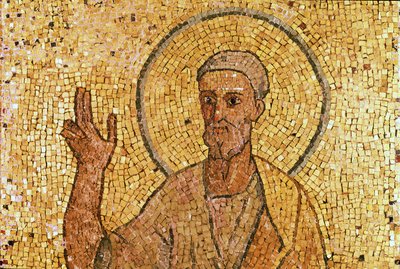 St. Peter, från St. Peters krypt, ca 700 e.Kr. (mosaik) (se även 151555) av Byzantine School