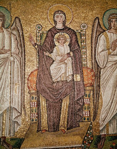 Den bysantinska jungfrun (Detalj av mosaik, 600-talet) av Byzantine School