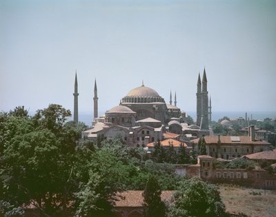 Utsikt över Haghia Sophia, byggd år 537 e.Kr av Byzantine School