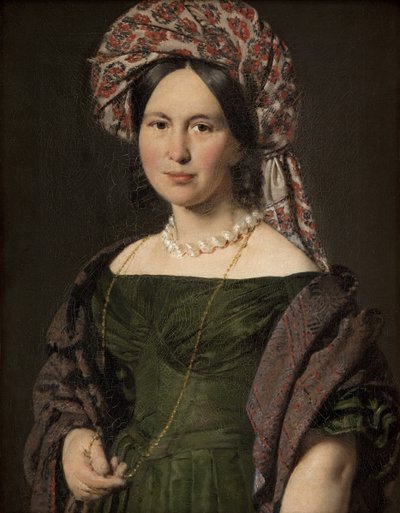 Konstnärens fru som bär en turban av C.A. Jensen