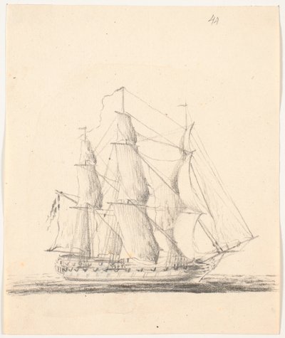 Marinens fartyg under fulla segel av C.A. Lorentzen