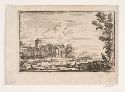Villa med dubbel trappa sett från trädgården av C.A. Lorentzen