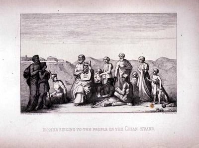 Homer Singing to the People on the Chian Strand, graverad av B. Barloccini, 1849 av C.C Perkins