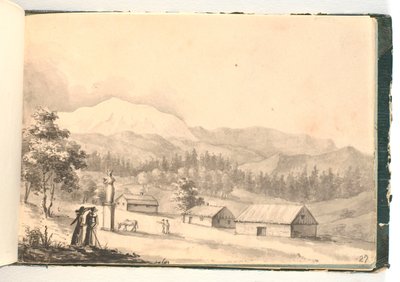 Skiss av en stående man i profil av C.F. Zeuthen