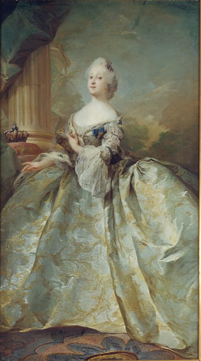 Porträtt av Louise, Frederik V:s första drottning av C.G. Pilo