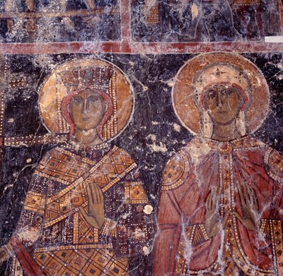 Fresk i den bysantinska kyrkan Agios Nikolaos, Maza, Kreta, Grekland av J.B. and Brown J. Rowbotham