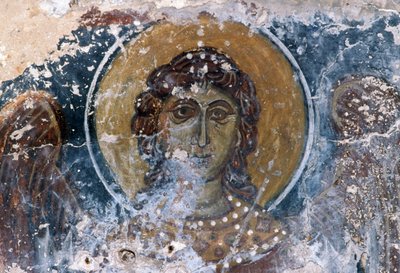 Jesus fresk i kyrkan Agia Anna av J.B. and Brown J. Rowbotham