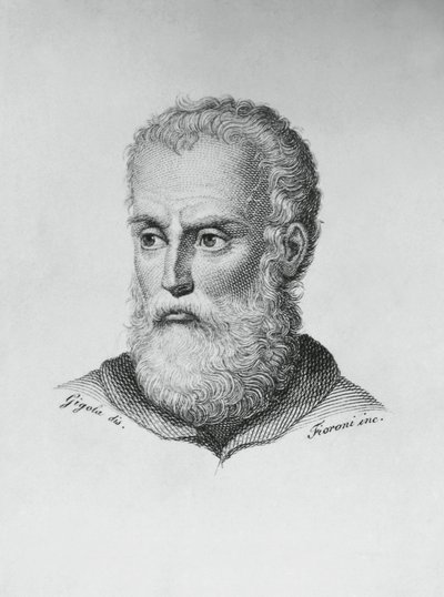 Porträtt av Annibale Caro (1507-1566), italiensk författare och poet, gravyr av Ado Fioroni (aktiv 1812-1833) efter teckning av Giovanni Battista Gigola (1767-1841) av J.B. and Brown J. Rowbotham
