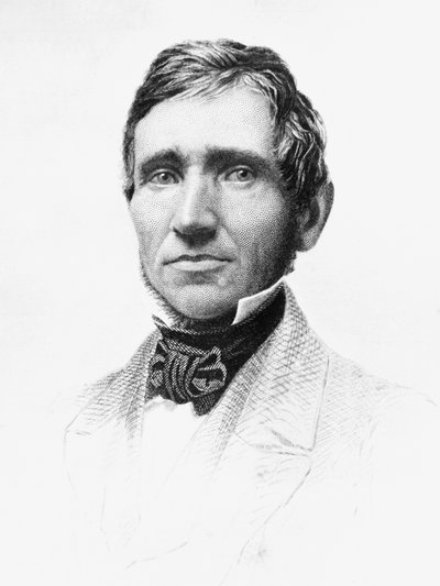 Porträtt av Charles Goodyear (1800-1860), amerikansk självlärd kemist och uppfinnare som utvecklade vulkaniserat gummi, gravyr av J.B. and Brown J. Rowbotham