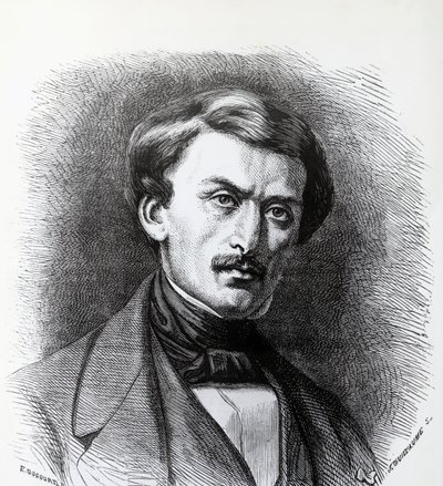 Porträtt av Paul-Emile Botta (1802-1870), italienskfödd fransk arkeolog, gravyr Frankrike av J.B. and Brown J. Rowbotham
