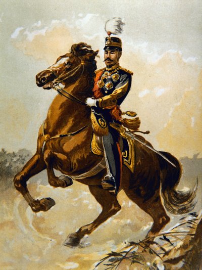Kejsaren av Japan 1904 (färg litho) av J.B. and Brown J. Rowbotham
