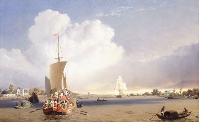 Frakt på Hooghly River, Calcutta, 1852 av C.J. Martin