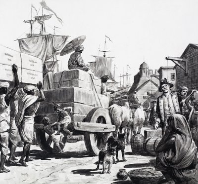 A Leverans av varor till Ostindiska kompaniets lager av C.L. Doughty