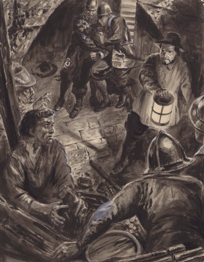 Arrestering av Guy Fawkes och hans medkonspiratörer (gouache på papper) av C.L. Doughty