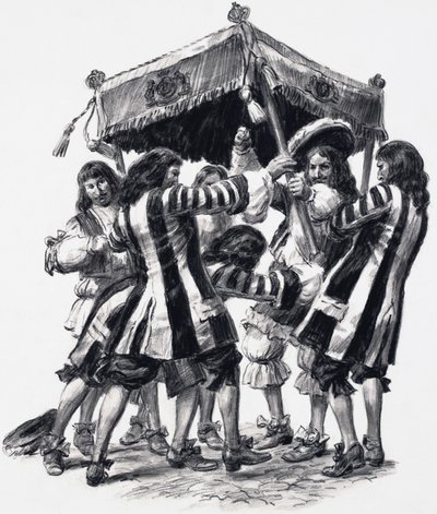 Charles II:s kröning (gouache på papper) av C.L. Doughty