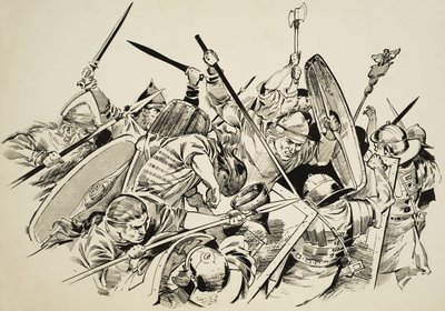 Galler mot romare (gouache på papper) av C.L. Doughty