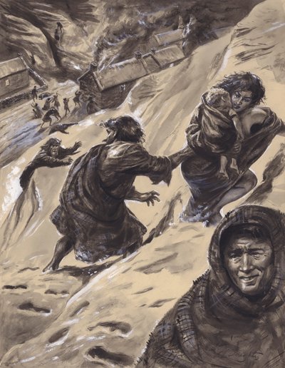 Glencoe Massacre (gouache på papper) av C.L. Doughty