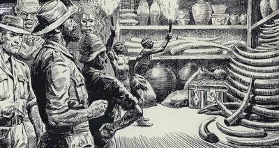 Illustration till King Solomons Mines (gouache på papper) av C.L. Doughty