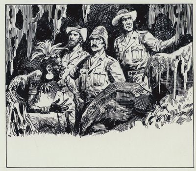 Illustration till King Solomons Mines (gouache på papper) av C.L. Doughty